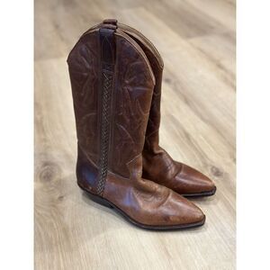WOMENS COLE HAAN COUNTRY F2025 BROWN LEATHER COWBOY WESTERN BOOTS SZ 10b